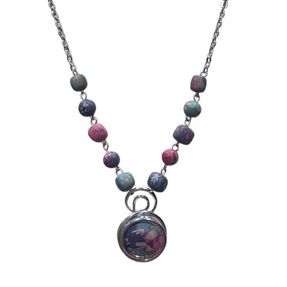 Viva Handmade Beaded Necklace Women's Pastel Clay Beads Floral Adjustable Signed - Picture 3 of 8